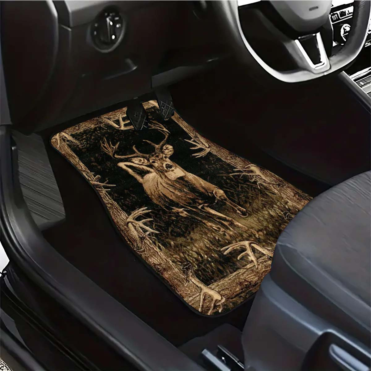 

1pc/2pcs/4pcs Forest Deer Pattern Car Floor Mats, Car Front & Rear Floor Mats, Car Interior Decoration Accessories