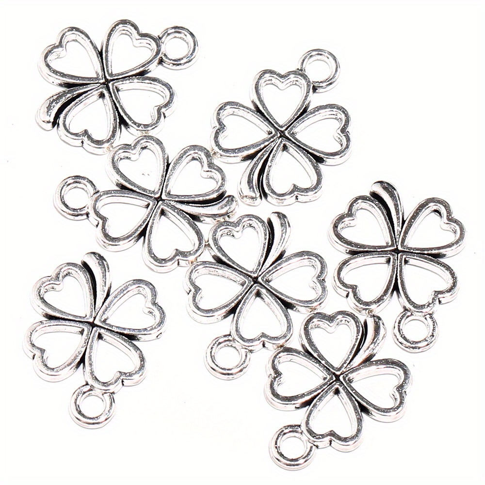 100pcs 13*17mm Flower Piece Pendant Hollow Clover Alloy Pendant Diy Alloy Accessories