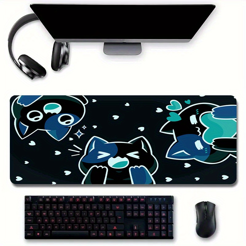 

Kawaii Cat Mouse Pad Cute Desk Accessories, Black Keyboard Pad Computer Mouse Non-slip Computer Mat Gift For Boyfriend/girlfriend