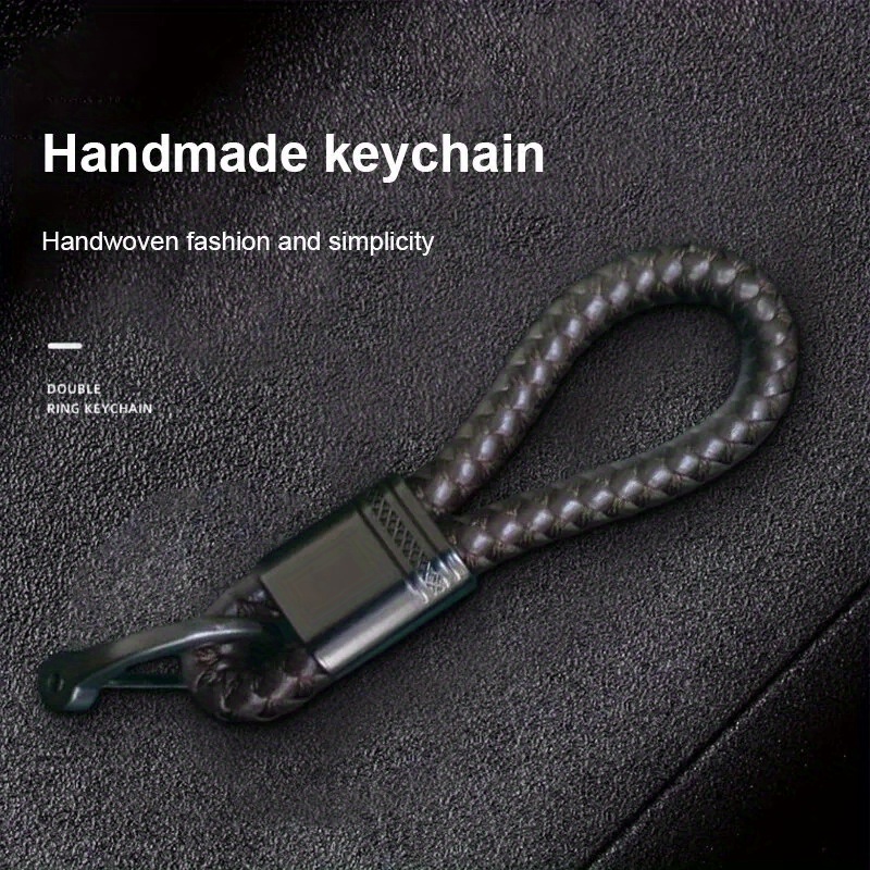 Leather Rope Keychain Hand Woven Horseshoe Buckle Key Ring - Temu