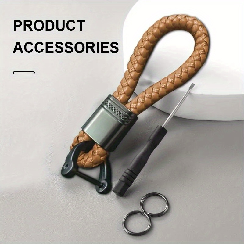 Leather Rope Keychain Hand Woven Horseshoe Buckle Key Ring - Temu