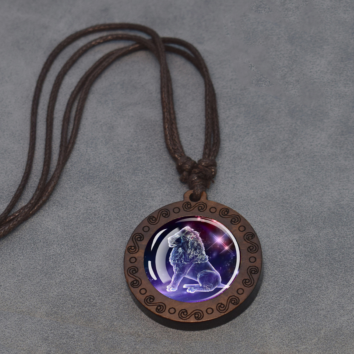 1pc 12 Zodiac Necklace, Adjustable Pendant Necklace Rope, Retro Jewelry Gifts For Men