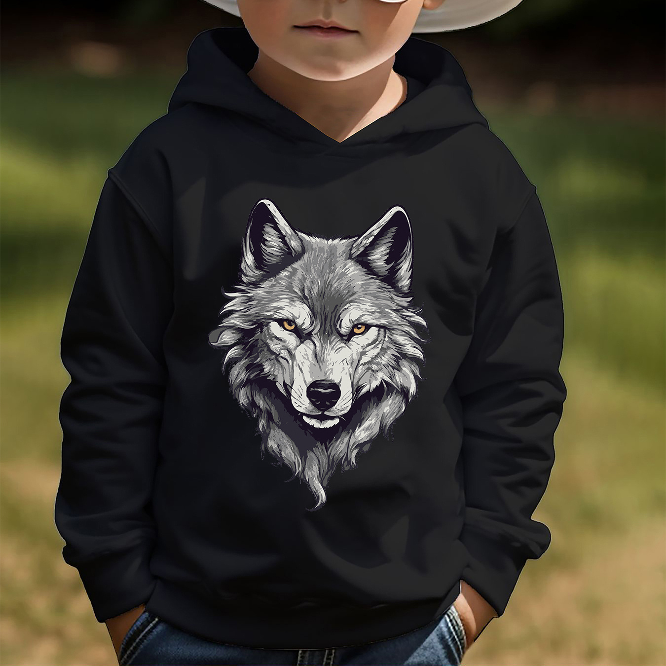 

Stylish Cool Wolf Print Hoodies For Boys - Casual Graphic Design With Stretch Fabric For Comfortable Autumn/winter Wear