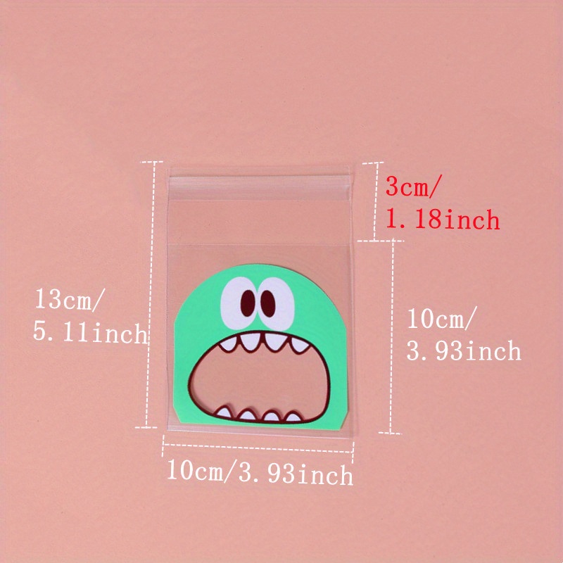 Image of 100pcs Large Mouth Self-adhesive Joy Face Opp Bags, Glass Paper Bags, Self-adhesive Sealed Bags, Transparent Bags, Opp Plastic Party Bags