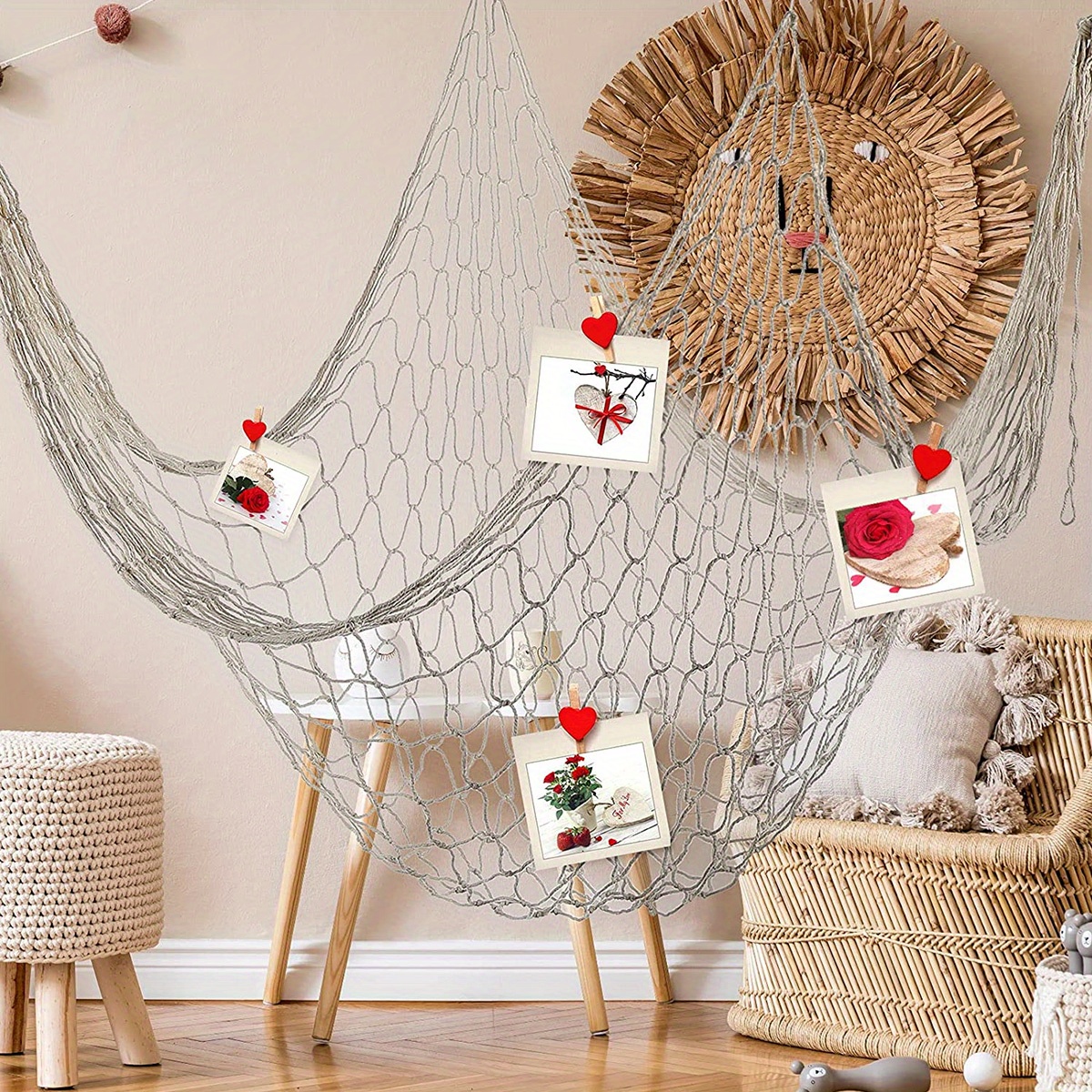 Wall Hanging Fish Net Decorative With 9 Sea Shells Home Party Nautical  Beach DIY
