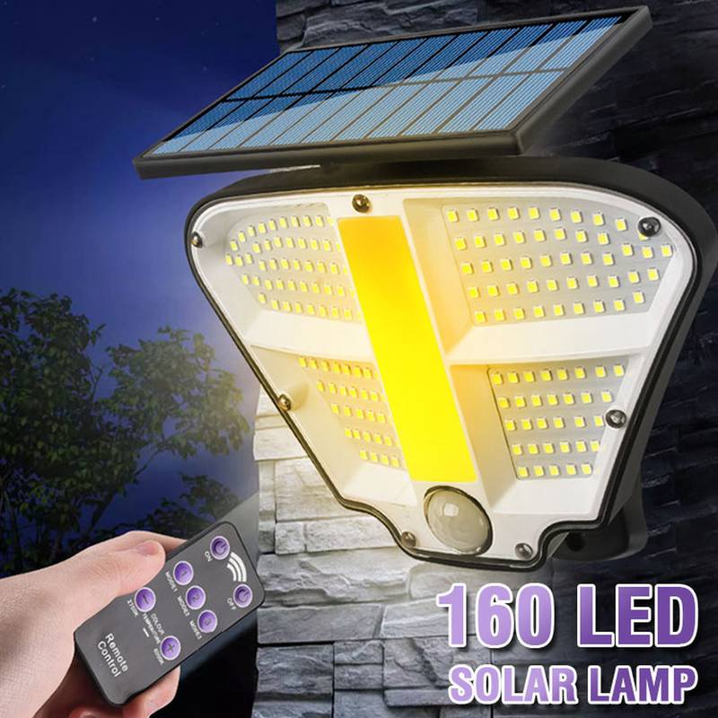 1pc 160led solar light simulated flame light 3 modes motion sensing security lights ip65 waterproof wall lights solar powered bright for backyard garden fence patio front door details 1