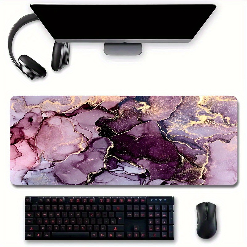 

Large Mouse Pad Abstract Purple Marble Texture Extended Gaming Mouse Pad Non-slip Desk Mat With Stitched Edge Laptop Computer Keyboard Mousepad For Office Home