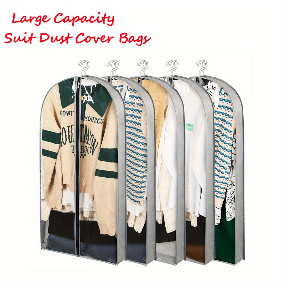 40 Garment Bags, Clear Moth Proof Suits Covers with 4 Gussetes, for  Hanging Clothes Closet Storage Travel, Plastic Protector for Coat, Jacket