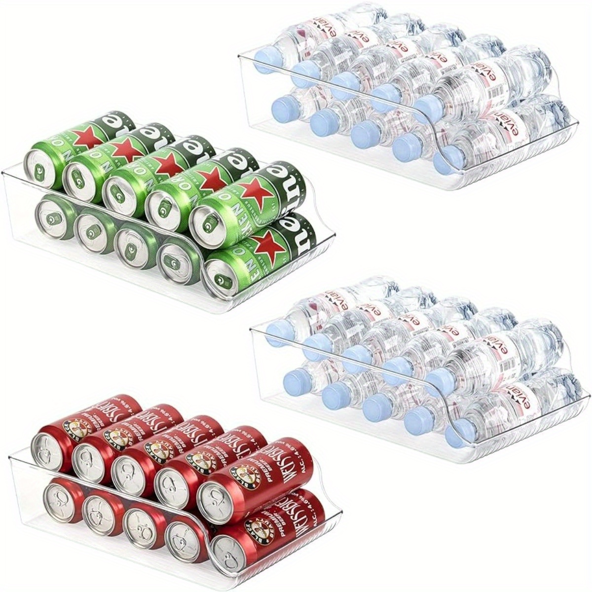 Organizador de latas de soda para refrigerador, dispensador automático  ampliado de 2 capas para refrigerador, caja de almacenamiento de latas de