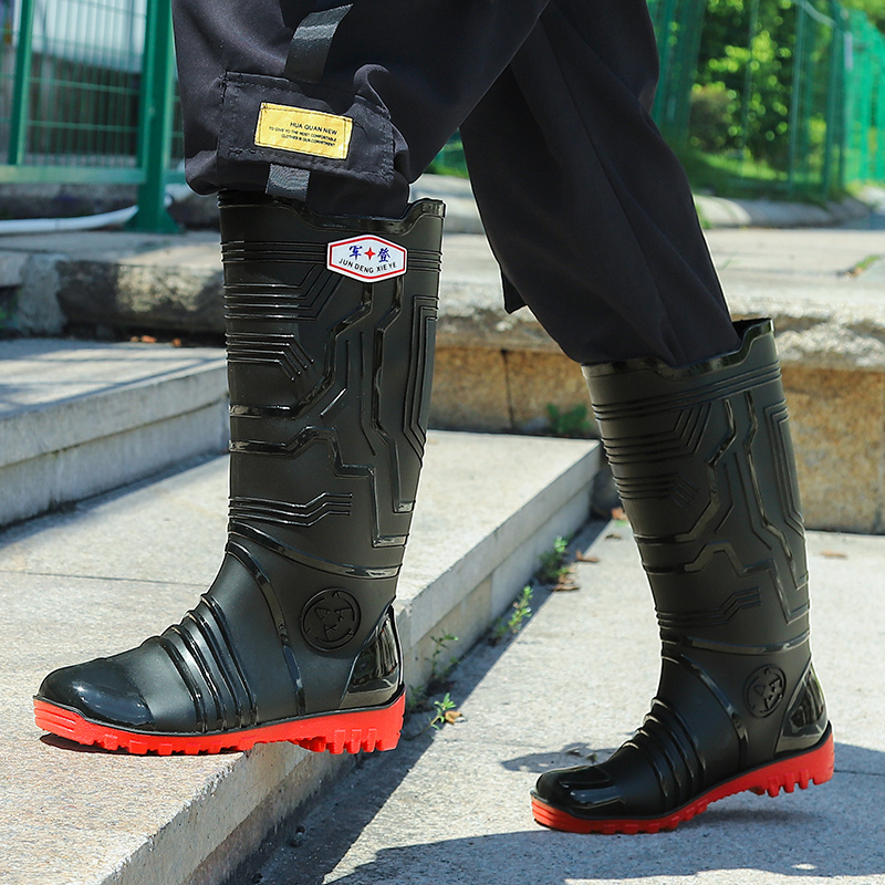 Quick Drying Flat Rain Boots Waterproof Non Slip Thickened Outdoor PVC Shoes