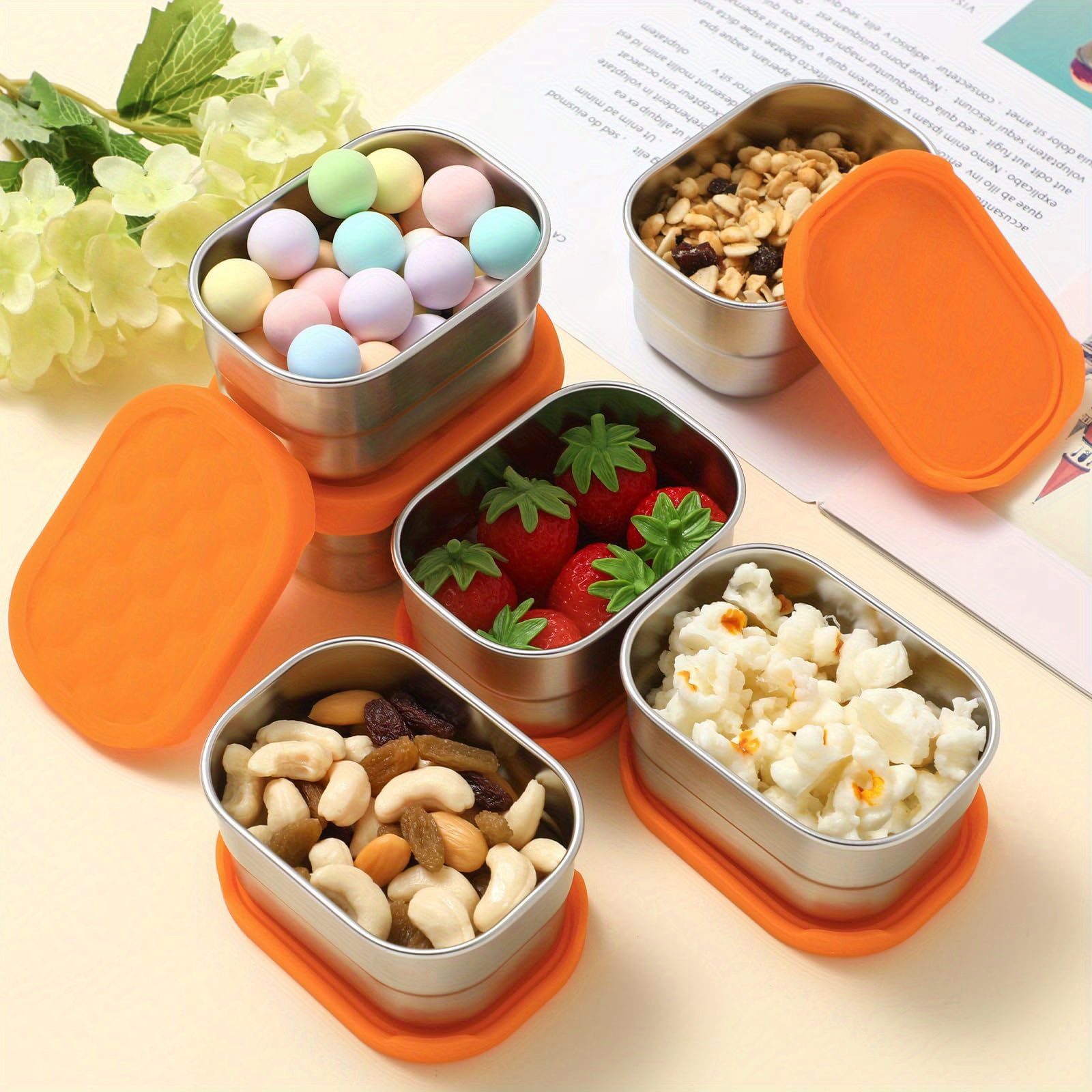 1pc Containers, Stainless Steel Food Container With Silicone Lid, Leakproof  Small Food Container, For Fruit, Vegetable And Snack, For Office, Travel A