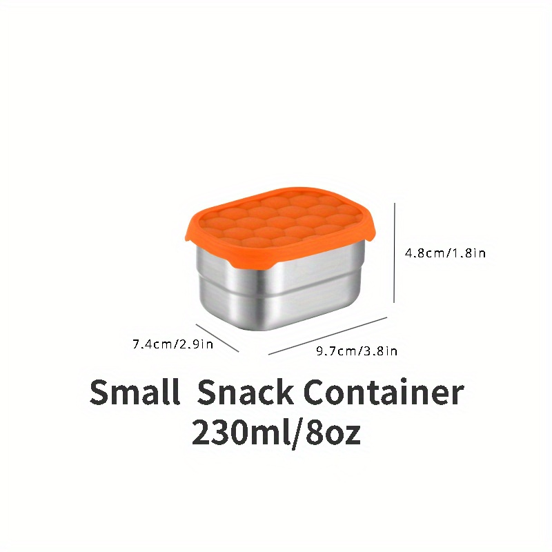 3Pcs Stainless Steel Snack Containers for kids,Food Storage Containers with  Silicone Lid,8oz Leakproof Snack Bento Box,Reusable Small Portable Salad