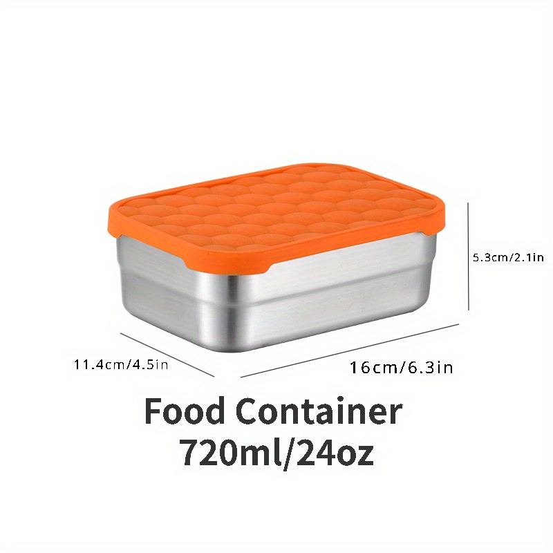 1pc Containers, Stainless Steel Food Container With Silicone Lid, Leakproof  Small Food Container, For Fruit, Vegetable And Snack, For Office, Travel A