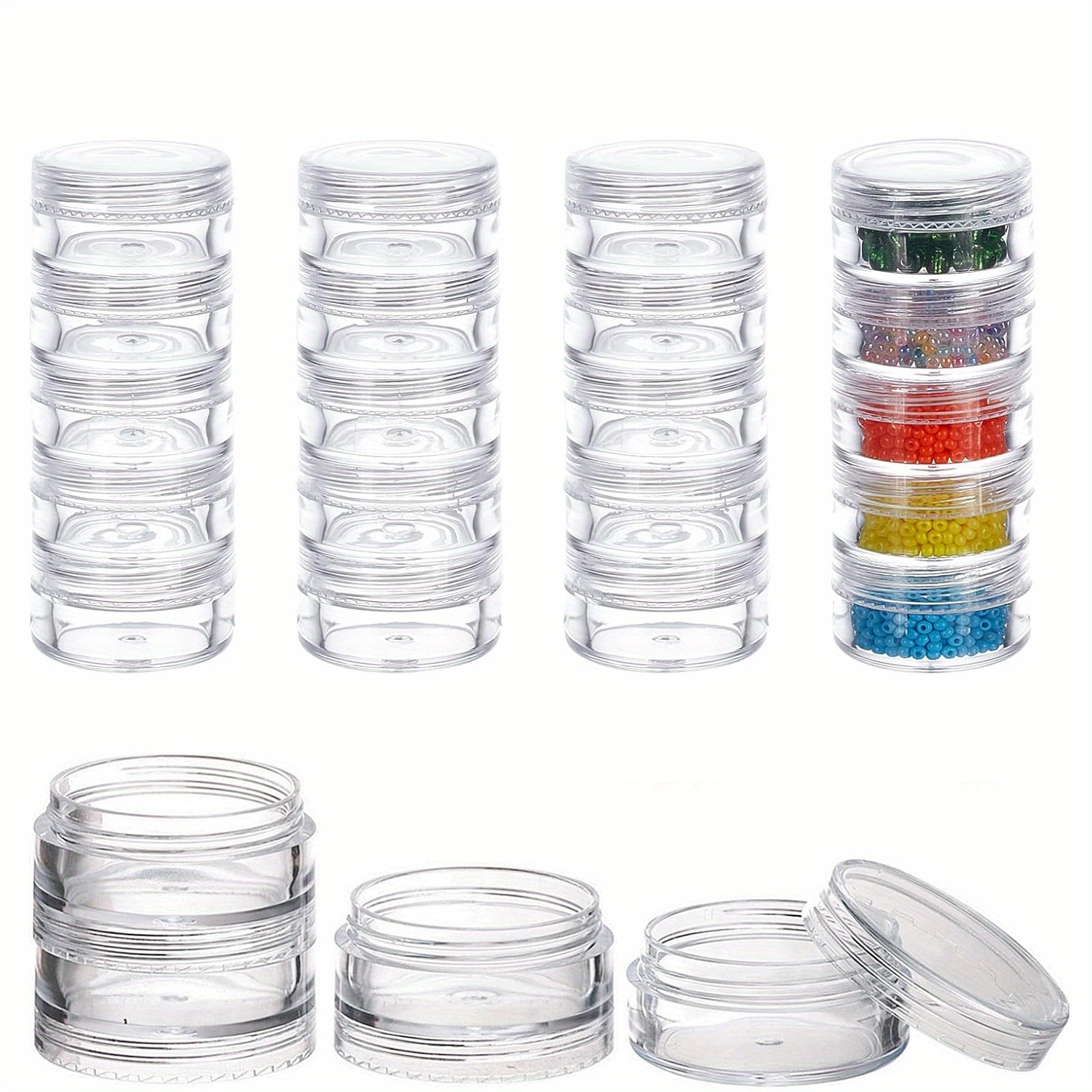 Empty Portable Clear Plastic Cosmetic Containers Jars Cases With Black  Screw Lid For Creams Make Up Scrubs Art Supplies - Temu