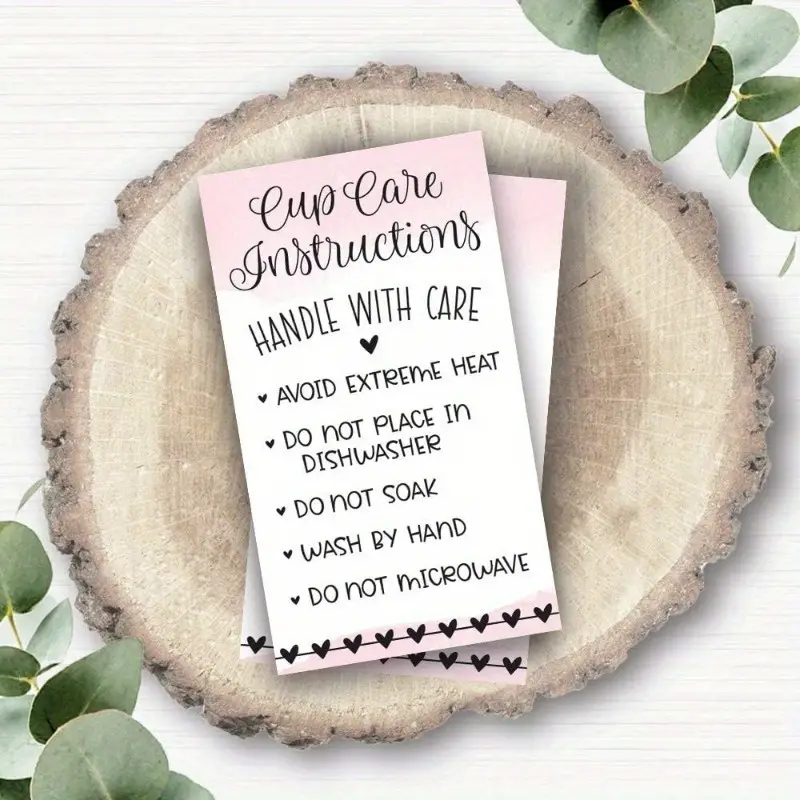 Cup Care Instructions Cards Tumblers And Mugs Care - Temu