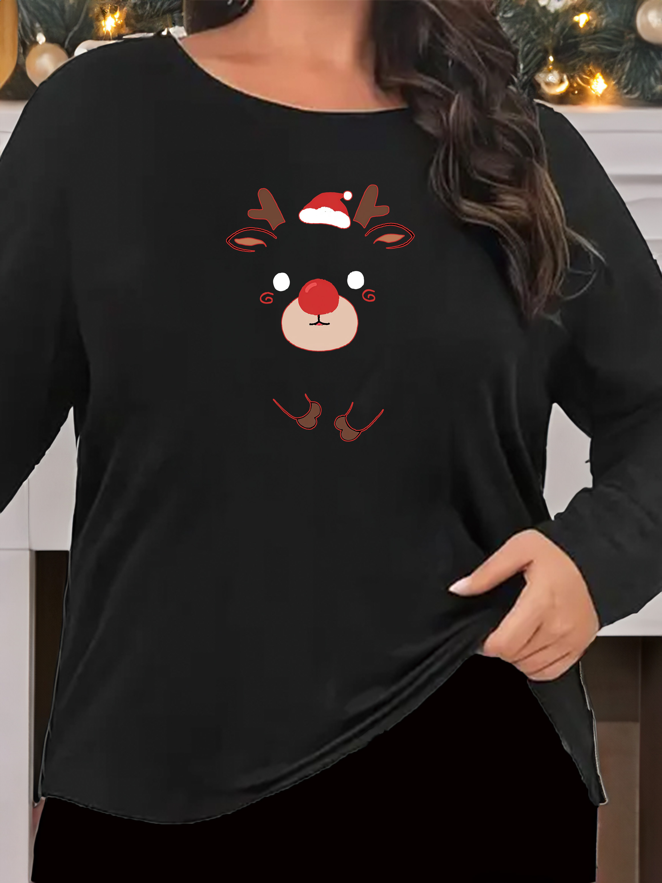 Christmas Reindeer Snowman Plus Size Lounge Pajama Set Pants and Shirt -  SimplyCuteTees