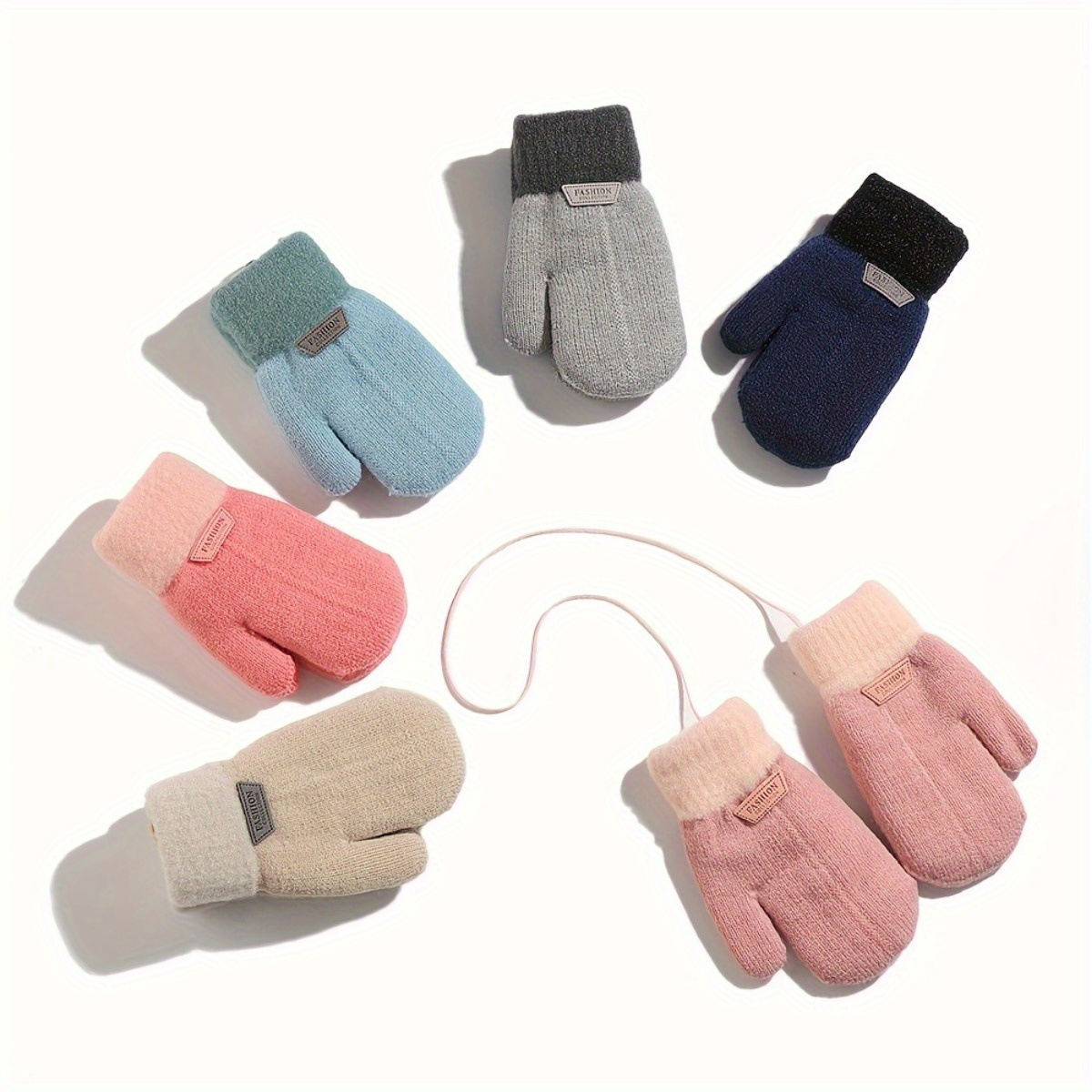 Winter Thick Knitted Mittens for 1-3 Years Old Kids