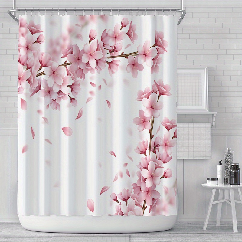 Floral Branch Pattern Shower Curtain Thickened Waterproof - Temu