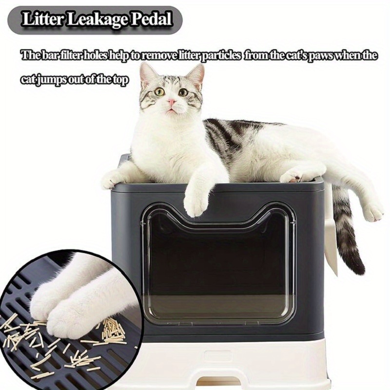 Foldable Cat Litter Box Lid Front Entry Top Exit Extra Large Temu
