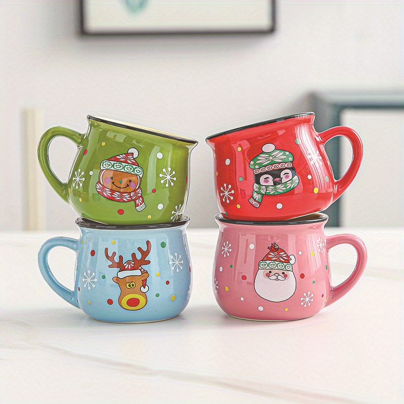 4pcs, Santa Cartoon Drinking Glasses, Double Wall Heat Insulated Espresso  Coffee Cups, Christmas Fun Gift, Suitable For Christmas Holiday Family Lover