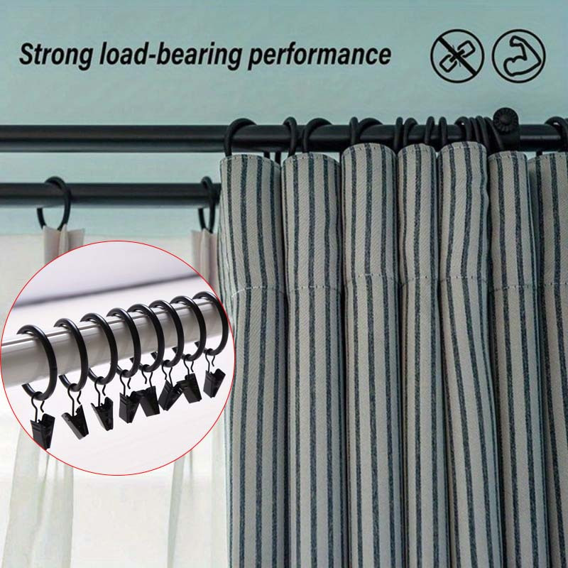 10pcs O-ring Curtain Loop Clips, Heavy Duty Curtain Clips, Metal Ring Clips  For Curtains And Rods, Bathroom Accessories