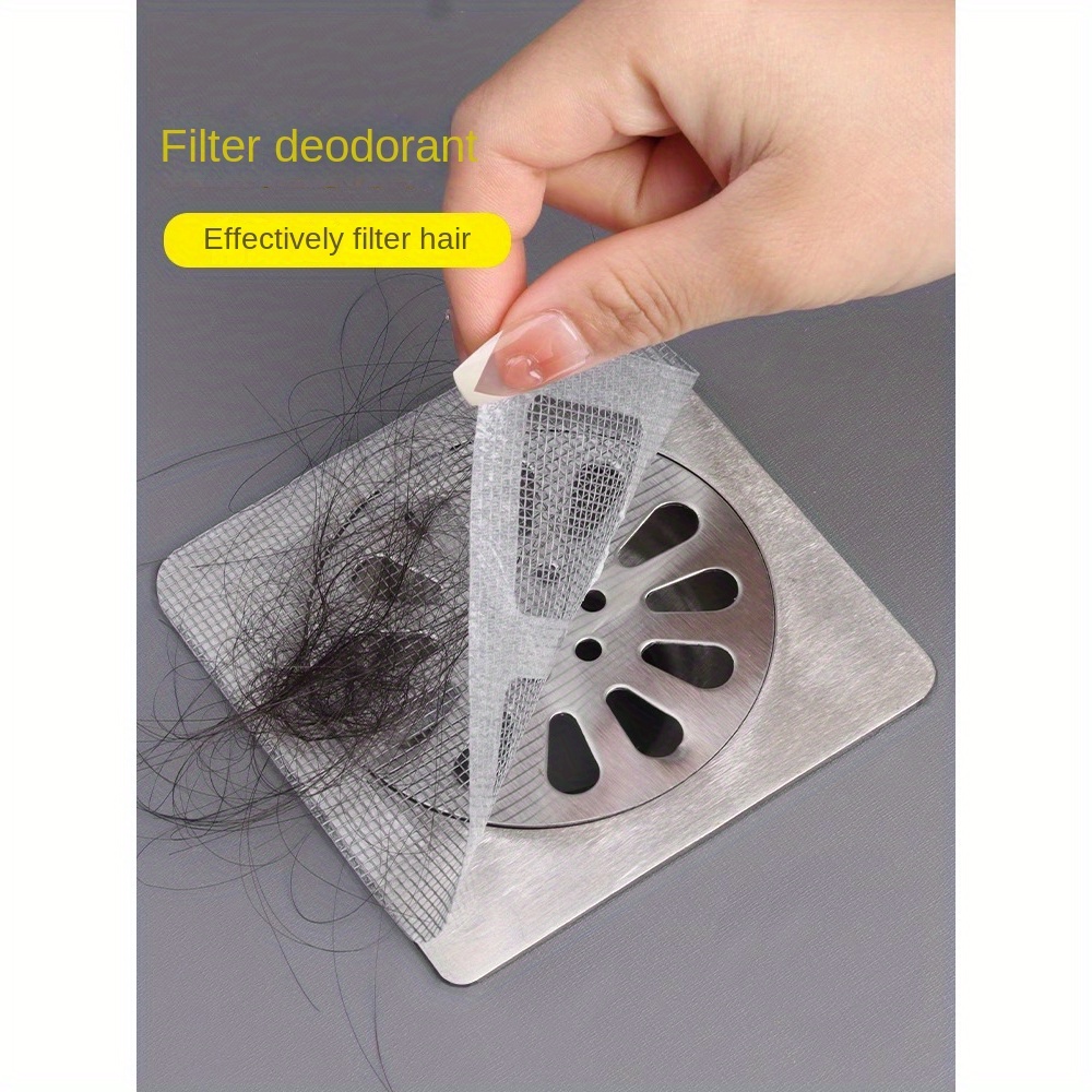 30pcs Household Drain Filter Sticker Self-adhesive Floor Drain Disposable Shower  Drain Hair Filter Patch Sewer Floor Drain Cover