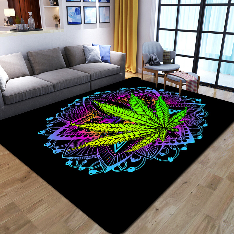 1pc psychedelic leaf print area rug flower motif living room carpet gothic soft sofa cushion for coffee table home decor bedroom home decor indoor decor room supplies details 0