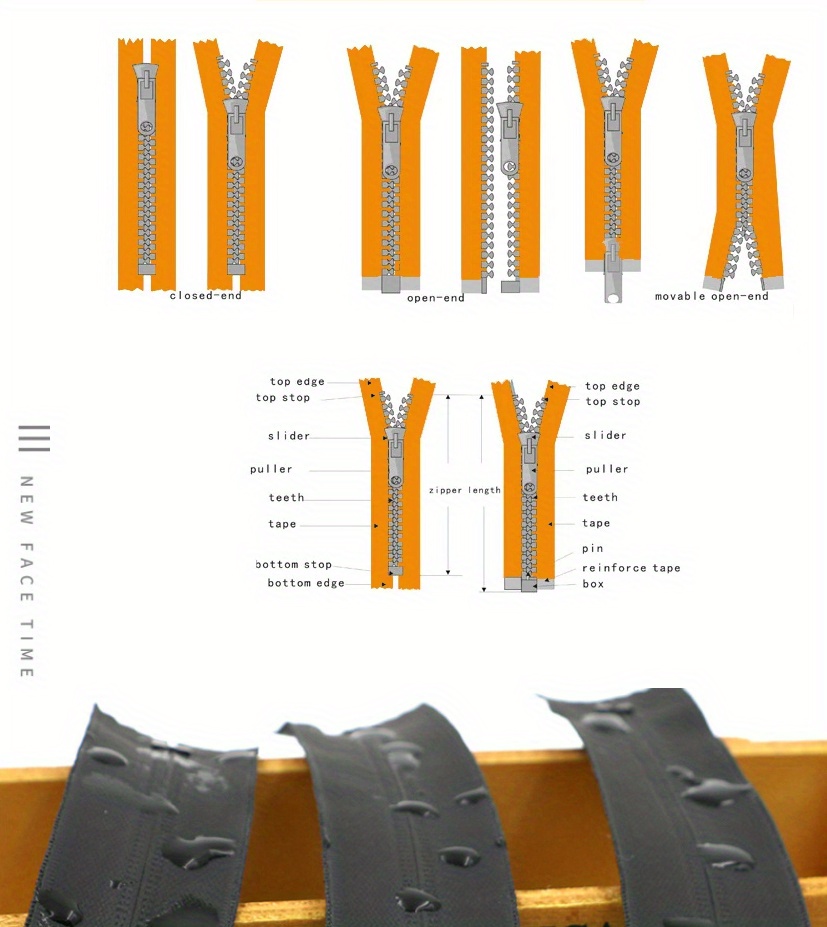 10pcs waterproof zippers black invisible nylon coil zipper