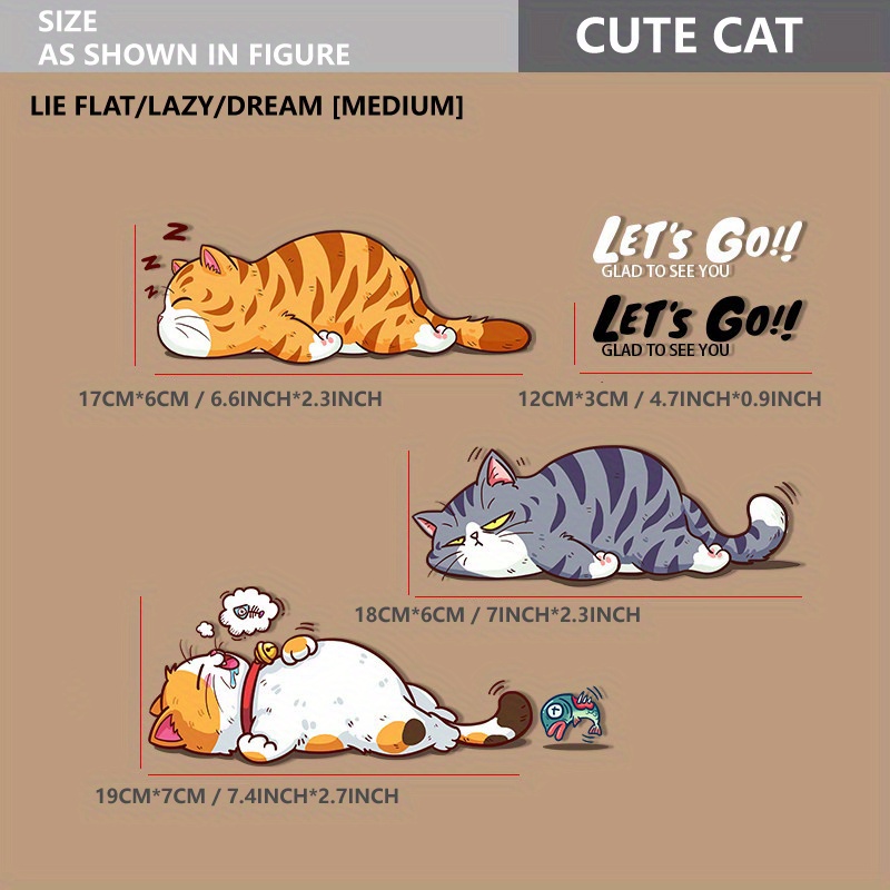 Waterproof Cartoon Cat Decal - Versatile Sticker For Cars, Motorcycles, Laptops & Walls