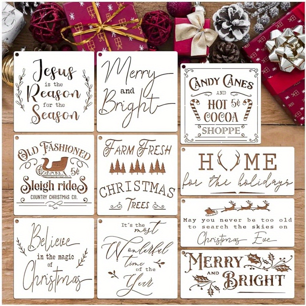Large Christmas Stencils For Painting On Wood Reusable - Temu