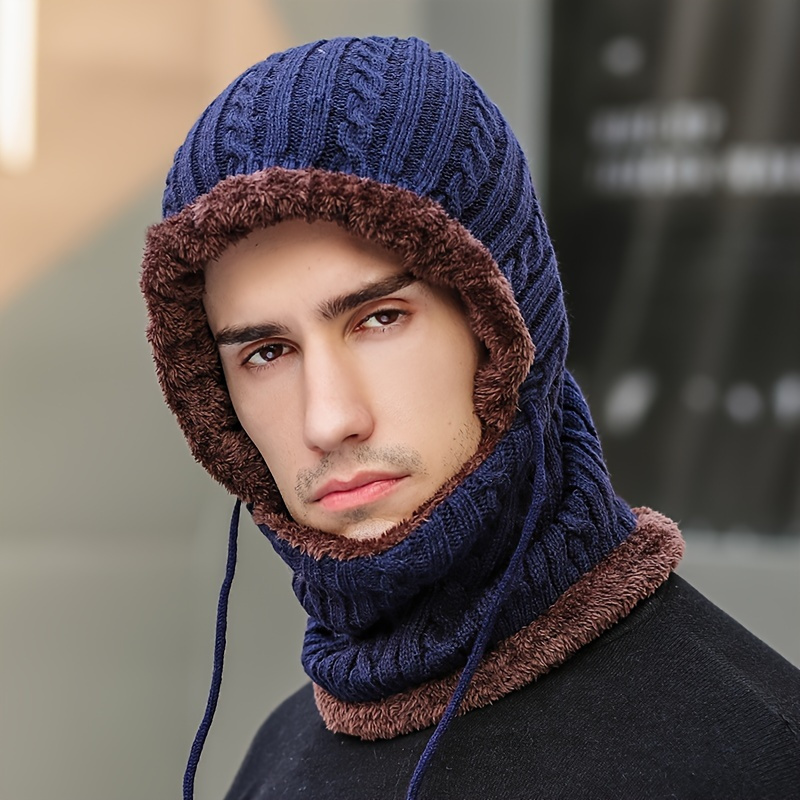 Pasamontañas Gorro Punto Cálido Bufanda Invierno Hombres - Temu