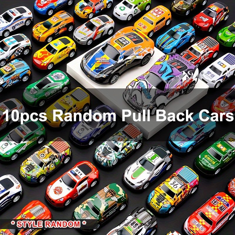 10pcs Pull Back Cars Toy Boys And Girls Gift Christmas Gift Storage Bucket Treasure Edition Alloy Racing Iron Car Pull Back Car Alloy Car Site Small Car Set Small Car Random Combination