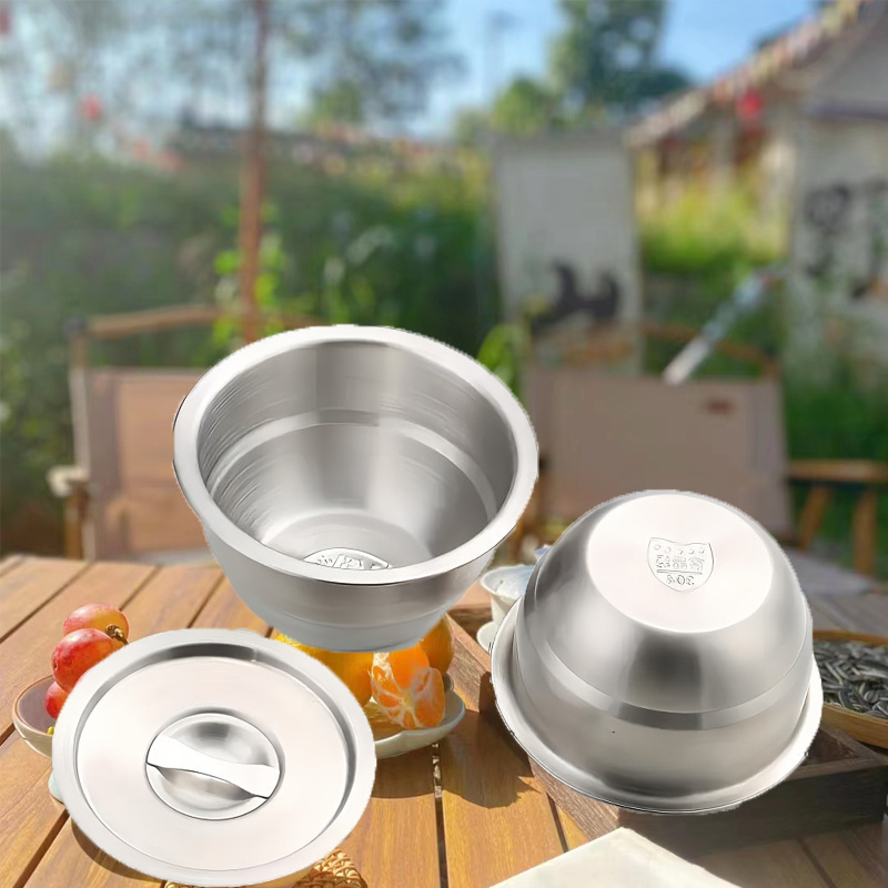 5pcs/set Mixing Bowls Food Fresh Keeping Container Bowls Stainless Steel+Sealing  Lids Kitchen Utensil Tableware Portable Durable