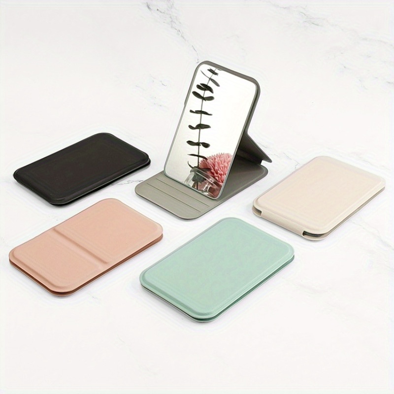 

1pc Rectangle Desktop Compact Mirror Folding Small Simple Style Dormitory Use Makeup Mirror Travel Portable Cosmetic Touch-up Mirror For Women Girl Gift