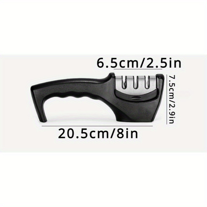 4-in-1 Kitchen Knife Accessories: 3-Stage Knife Sharpener Helps Repair, Restore, Polish Blades and Cut-Resistant Glove (Black)