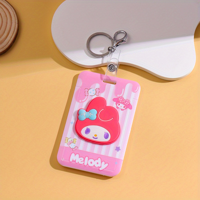 * Anime Pattern ID Badge Holder Keychain Cute * Melody Pochacco * Kawaii  Acrylic Name Tag Holder With Clip Card Holder Sleeve