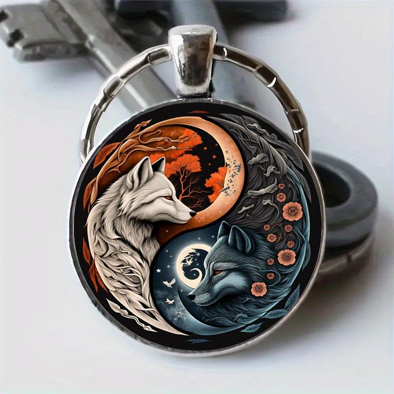 1pc Animal porte-clés tigre loup renard Lion Double face boule de verre  porte-clés chat noir cheval et lune porte-clés pendentif - Temu Belgium