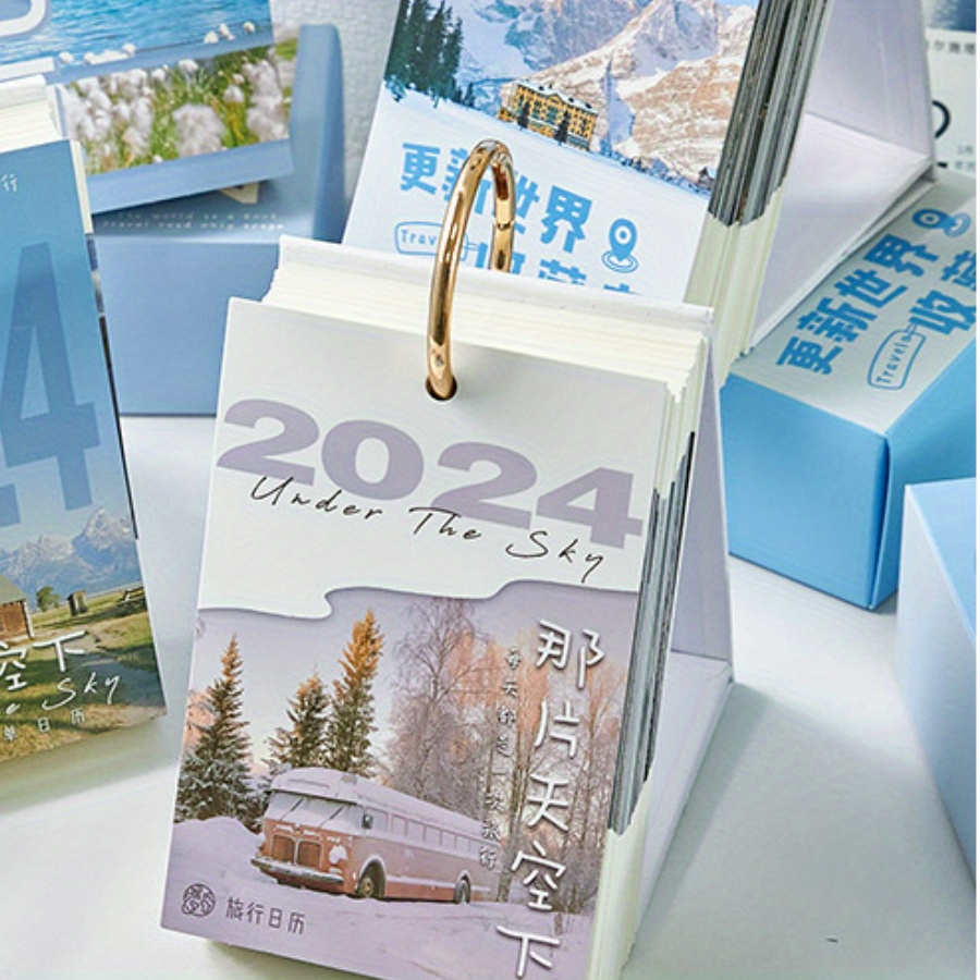 2024 Travel Calendar Creative Landscape Desk Calendar - Temu