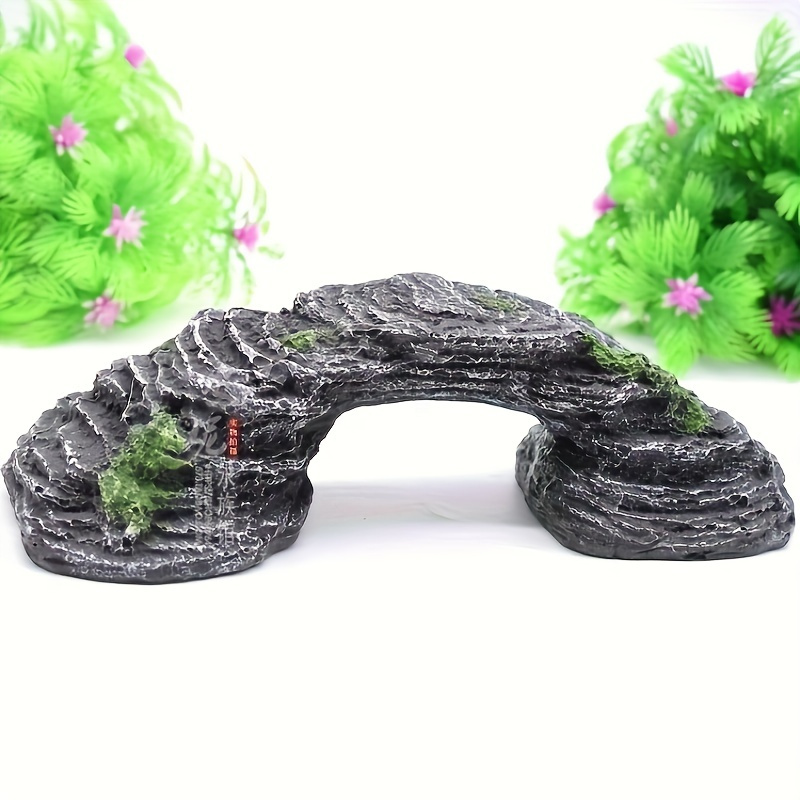 Plataforma de tortuga con ventosas, resina de reptil escalando paso acuario  Dcor, decoración de peceras rocas decorativas con planta de plástico