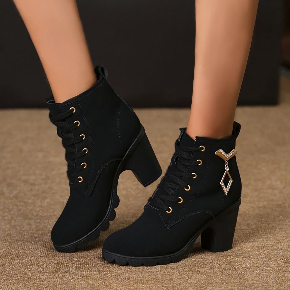 Black patent glitter outlet chunky ankle boots