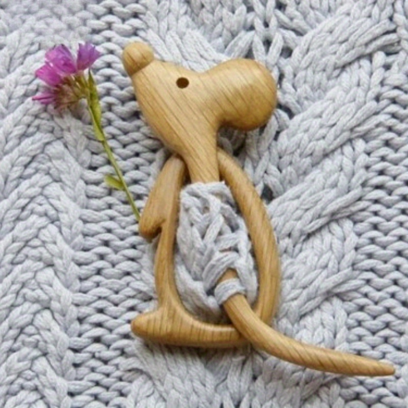 1pc Wooden Animal Pattern Brooch Pin - DIY Craft Badge For Cute And Funny Cartoon Shawl And Scarf Accessory, Jewelry Gift With Clasp Buckle details 0