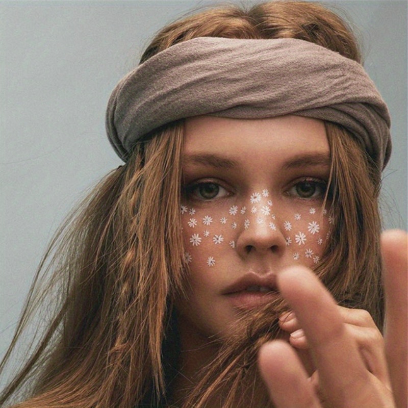 1 Sheet Face White Daisy Tattoo Sticker Waterproof Lasting Temporary Tattoo