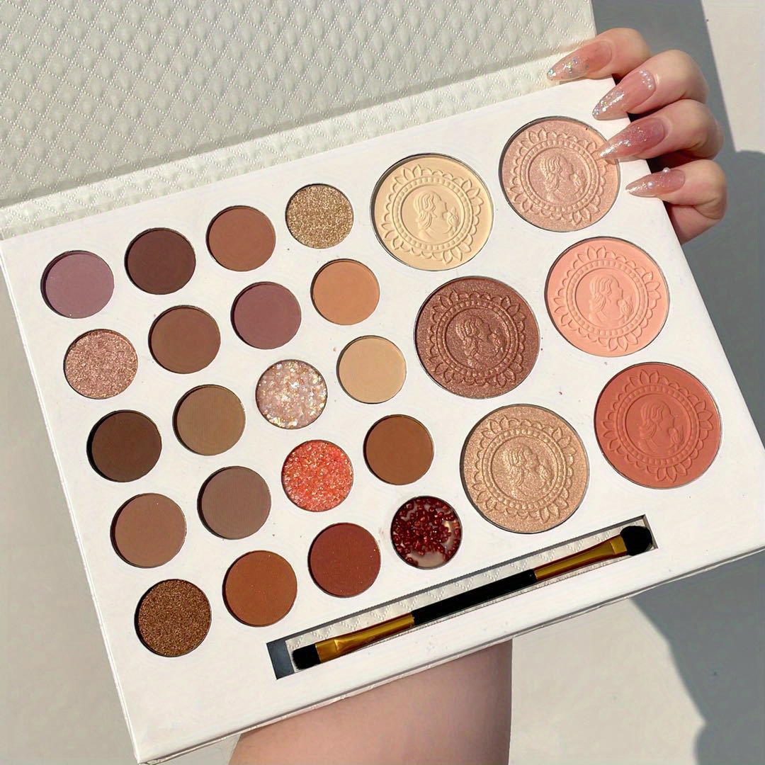 8 Couleurs Palette De Surligneur Pailleté Poudre D'ombre À Paupières,  Poudre De Contouring Étanche Multicolore Corail Argenté, Paillettes