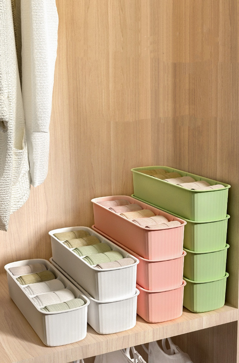 Striped Plastic Socks Box Sundries Storage Box Dormitory - Temu