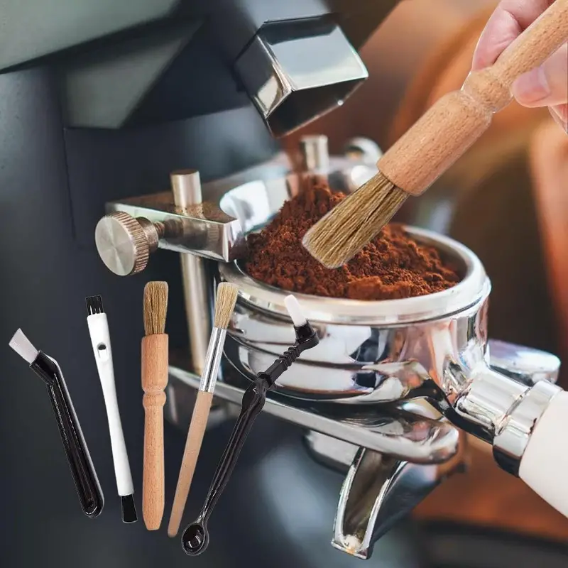Coffee Brush Set Professional Espresso Brush Kit, Include Wooden