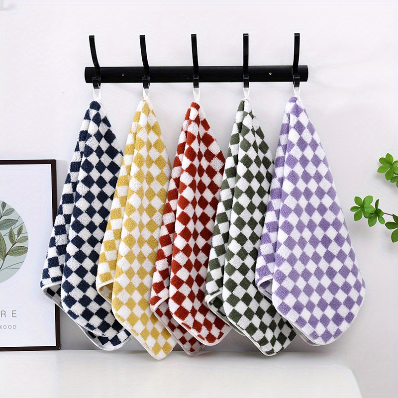 Plaid Pattern Towel Set Coral Velvet Hand Towel Bath Towel - Temu