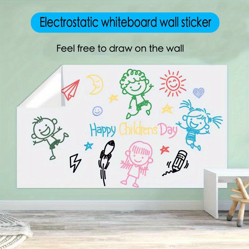 Electrostatic Whiteboard Wall Stickers, Household Removable Whiteboard,  Doodle Painting Drawing Board Writing Board, Whiteboard Sticker Wall Decal,  Teaching Utensils With Accessories, Crafts - Temu Mexico