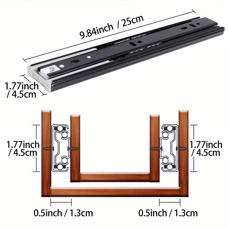 Set di 2 (1 coppia) guide per cassetti con scanalatura da 17 mm, tiranti  per cassetti. Guide a estrazione parziale per cassetti, Guide di alta  qualità per cassetti, Sistema di guide per cassetti UMAXO®.