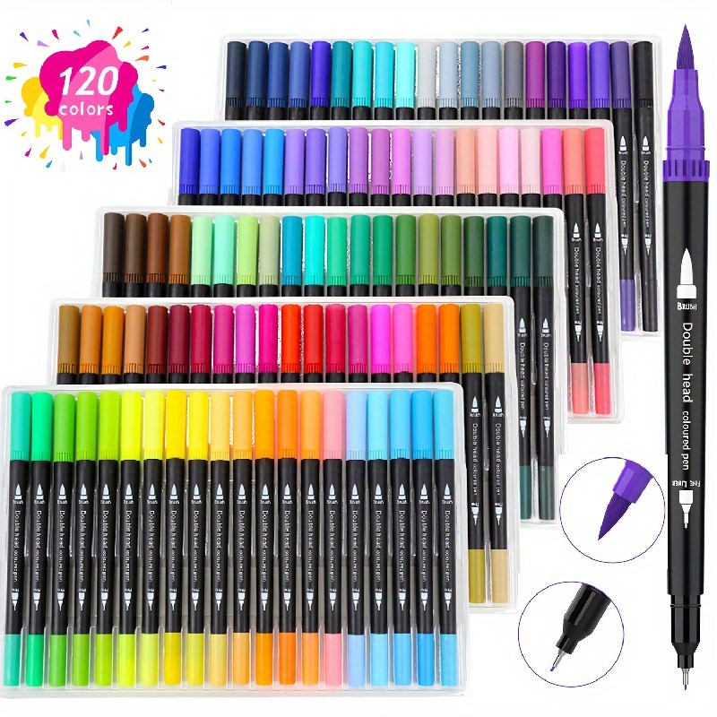 24 Double Tip Brush Pens Art Markers, Artist Fine & Brush Pen Coloring  Markers For Drawing Book Halloween Journaling Note Taking Lettering  Calligraphy