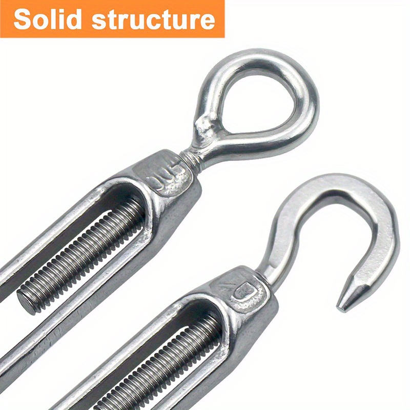 10pcs OC Turnbuckle Wire Tensioner Strainer M5 304 Stainless Steel Hook and Eye Rope Cable Tension Set